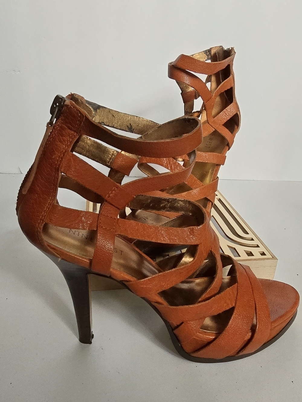 Nine West Strappy Leather Heel - Size 7